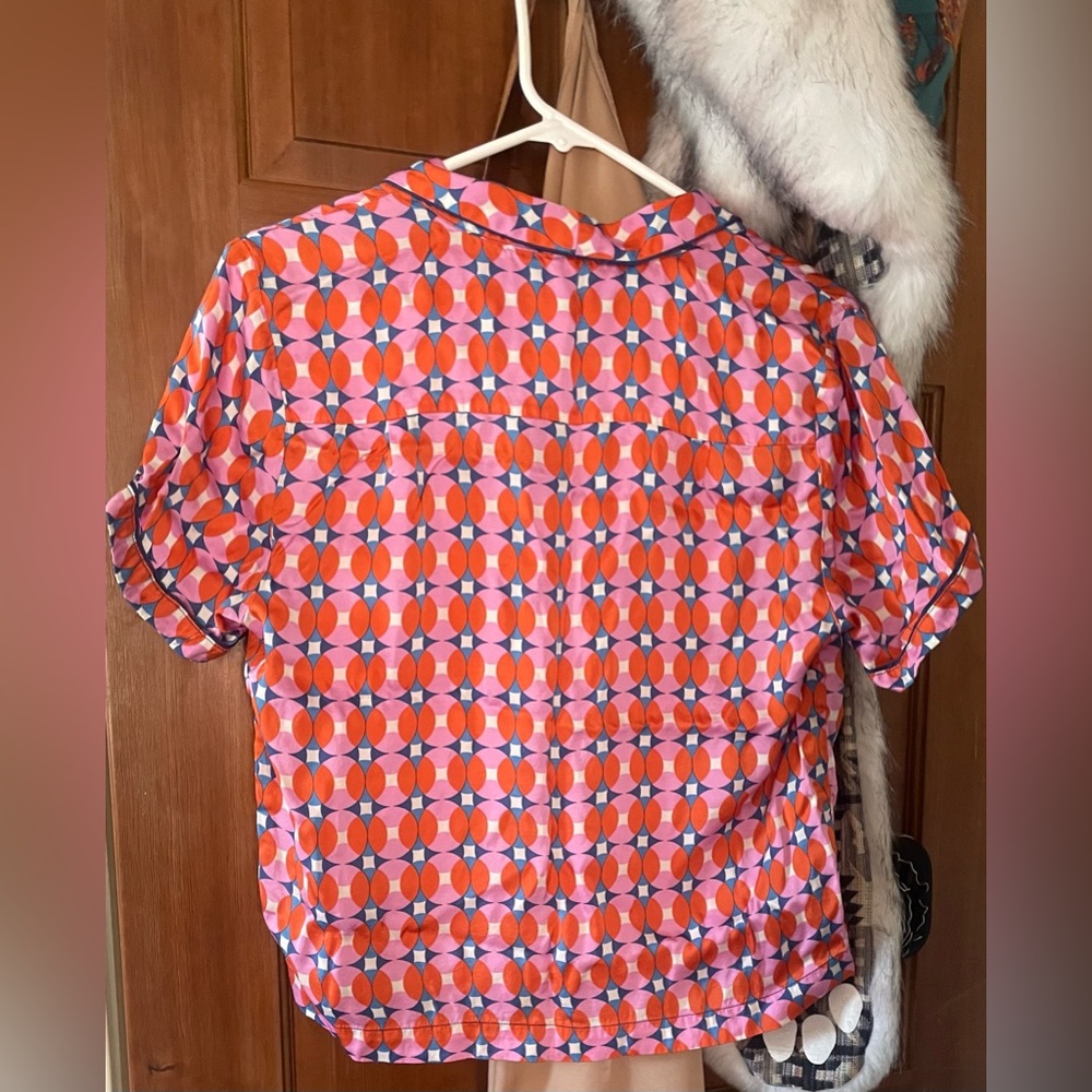 Anthropologie Bed Head Viscose Short Sleeve Shorty PJ in Go Go Geo - Picture 10 of 13